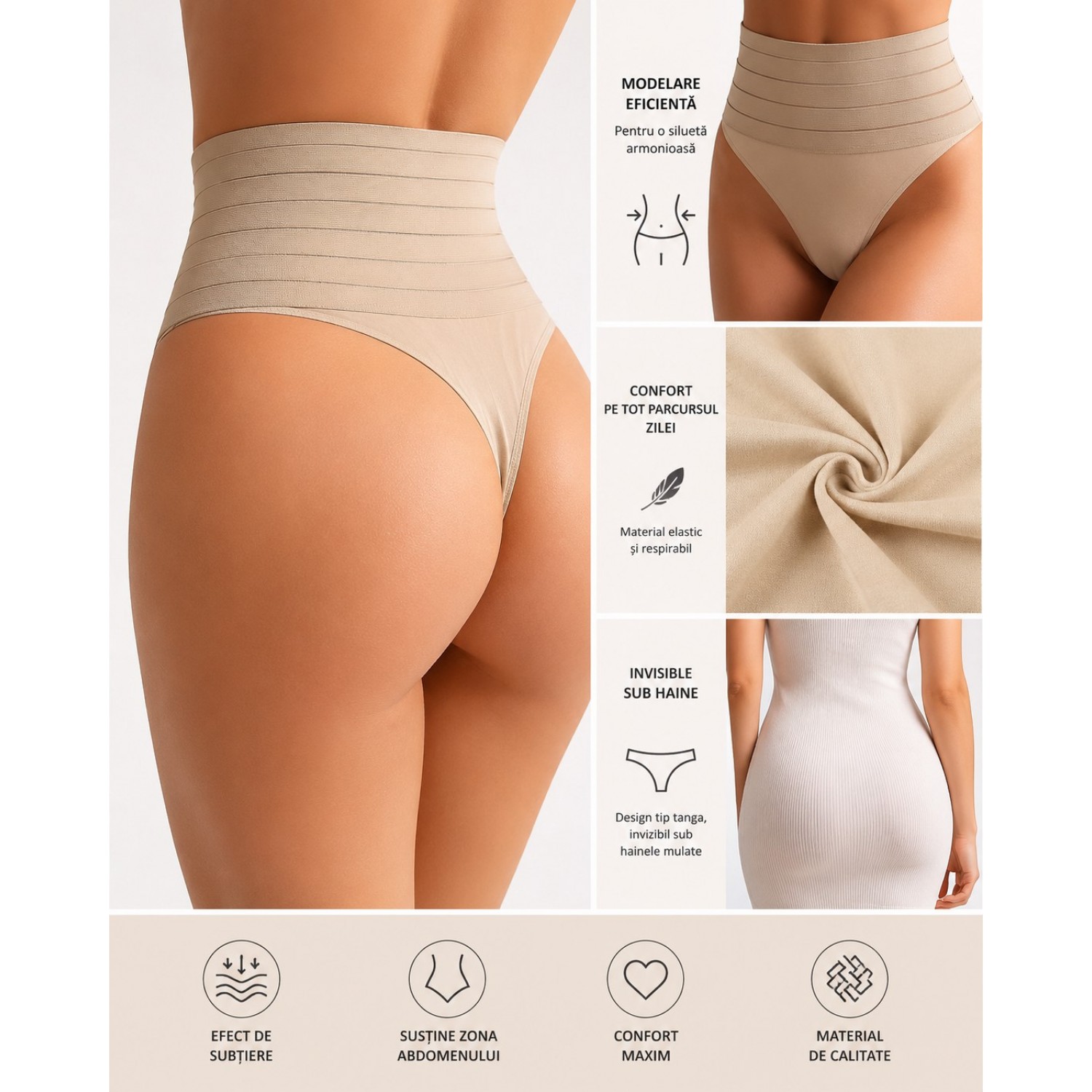 Chilot modelator tip tanga cu talie înaltă Lenjerie Modelatoare