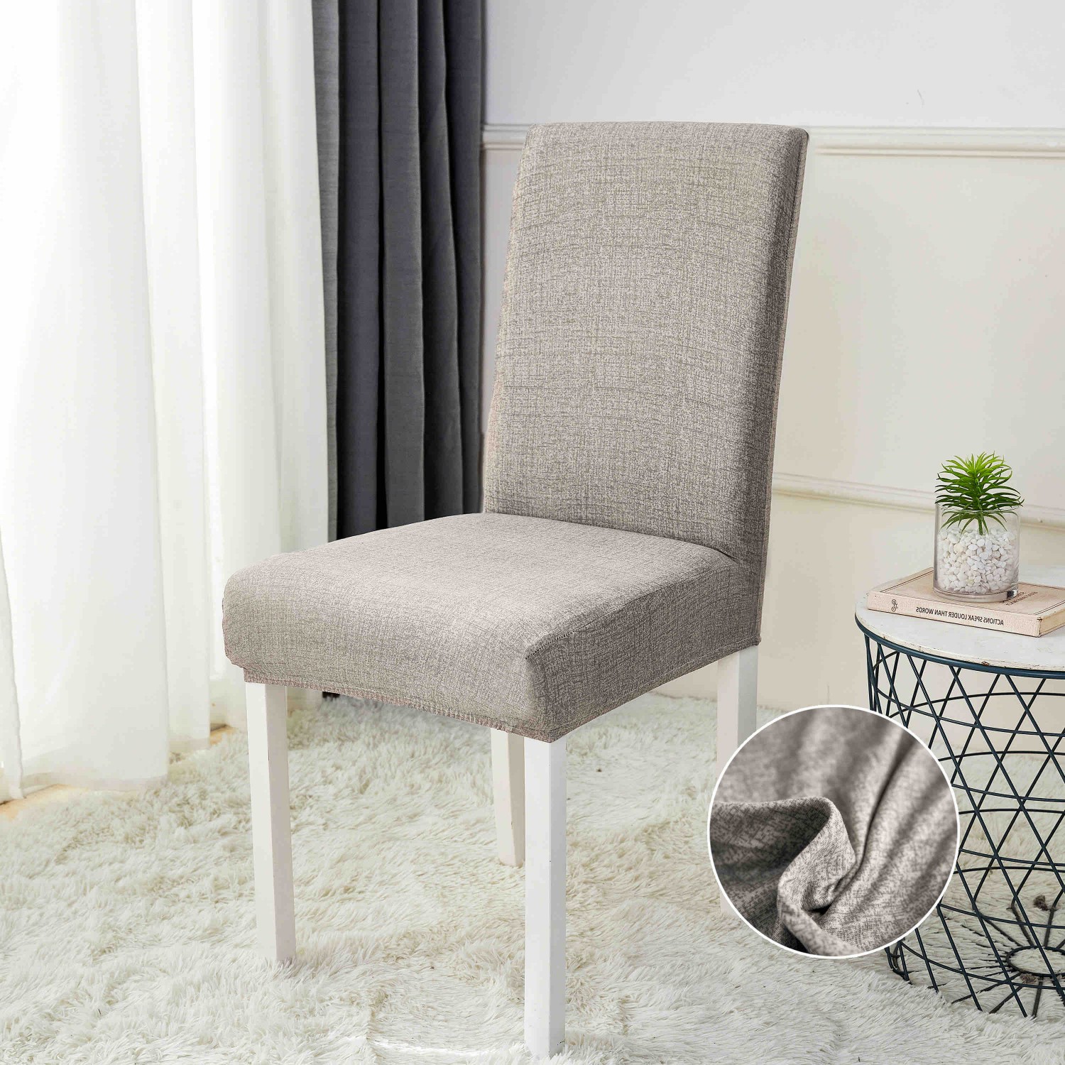 Huse de Scaun Elastice, Marime Universala, SET 6 BUC -  LIGHT GREY Pentru Casa