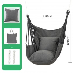Hamac tip leagan suspendat pentru casa sau gradina, gri cu perne, 130x100cm, 150kg
