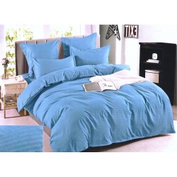  SET 6 Piese Lenjerie de pat din Damasc - pat dublu, culoare albastru deschis