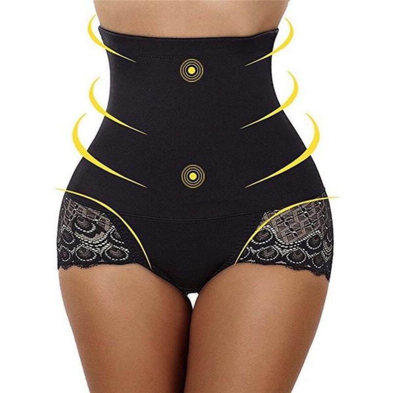 Chilot modelator clasic cu dantela, talie inalta si banda silicon antialunecare Lenjerie Modelatoare