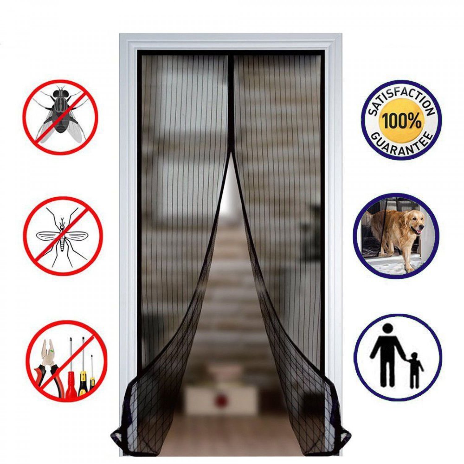 OFERTA: 2 x Plasa anti insecte cu inchidere magnetica (tip perdea) Pentru Casa