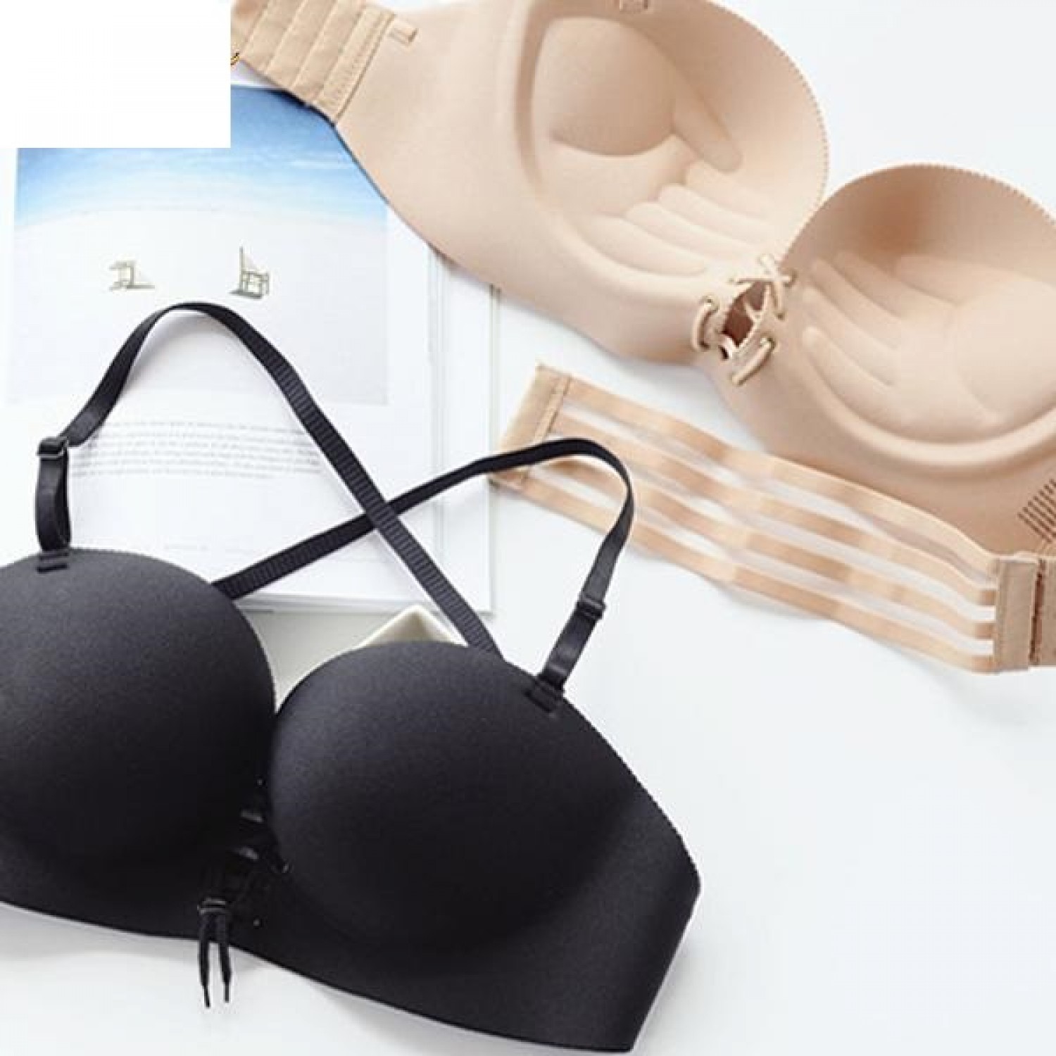 SET: ​Sutien push up cu snur si bretele + Chilot push up cu talie joasa Seturi produse