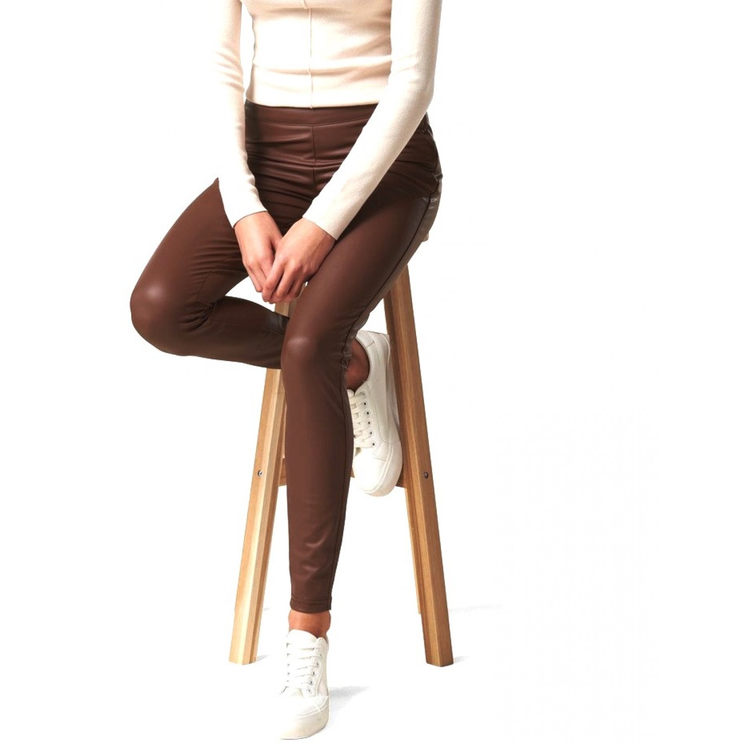 Colant vatuit - imitatie de piele (maro) Colanti