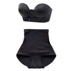 SET PROMO: Chilot push-up talie inalta + Sutien fara bretele, cu super push up