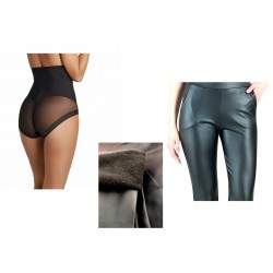 SET PROMO: Chilot modelator clasic, cu banda silicon si talie inalta + Colanti dama cu buzunare (vatuiti)