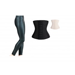 SET PROMO: Centura modelatoare - tip corset (mos si baba) + Colanti vatuiti dama, cu siret fals