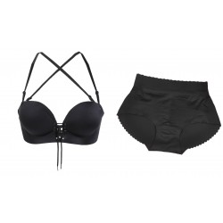 SET: ​Sutien push up cu snur si bretele + Chilot push up cu talie joasa