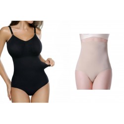 SET: Body modelator Intimo + Chilot tanga din microfibra, cu banda adeziva (talie inalta)