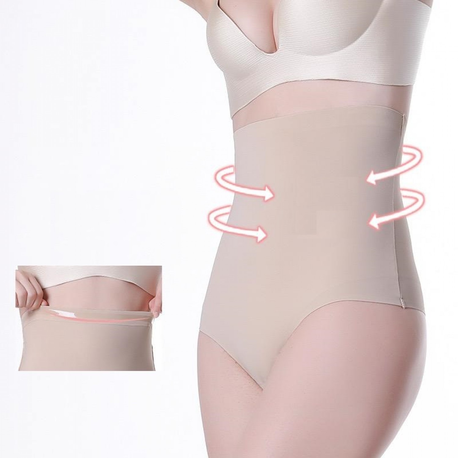 Lenjerie tanga, cu talie inalta si banda silicon antialunecare - fara cusatura Lenjerie Modelatoare