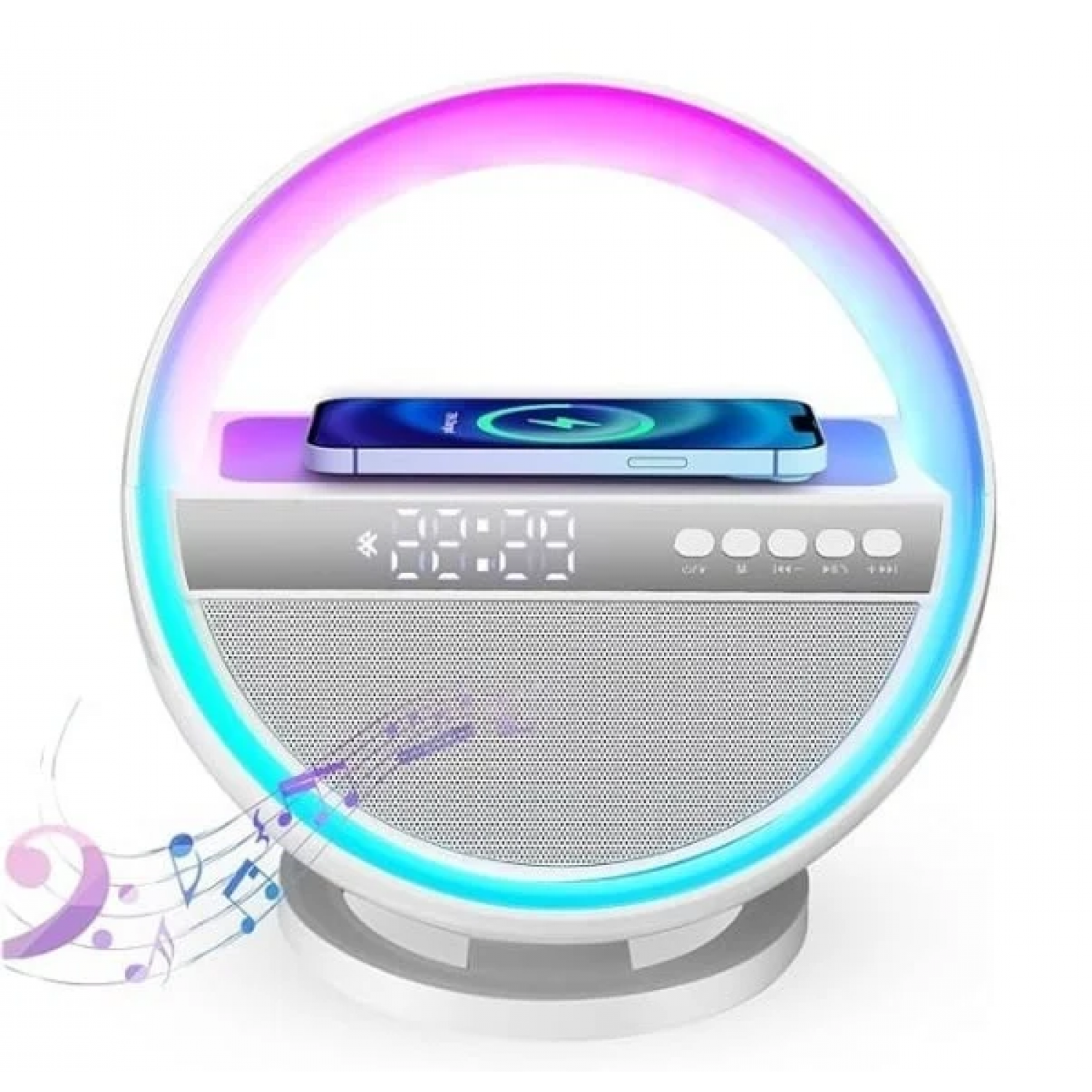 Boxa portabila cu ceas, cu acumulator, multicolora, incarcare wireless G5 Pentru Casa