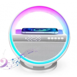 Boxa portabila cu ceas, cu acumulator, multicolora, incarcare wireless G5