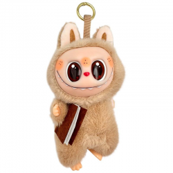 Breloc Jucarie Labubu 15cm model scolar, cu carte si ghiozdan - diverse culori