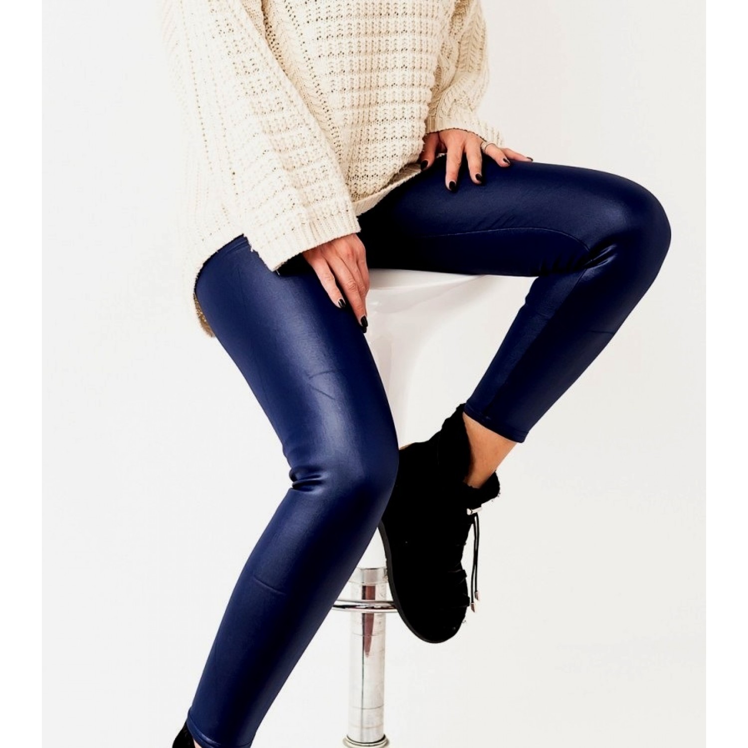 Colant vatuit - imitatie de piele (albastru) Colanti