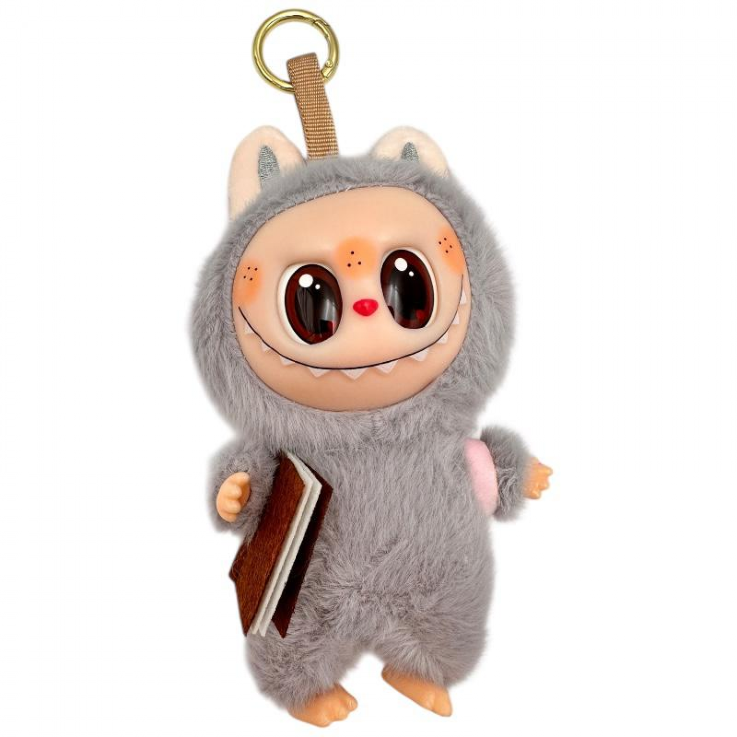 Breloc Jucarie Labubu 15cm model scolar, cu carte si ghiozdan - diverse culori Jocuri si jucarii pentru copii