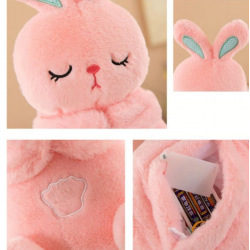  Jucarie Interactiva Iepuras de plus, cu efect de respiratie in somn, 28 cm 