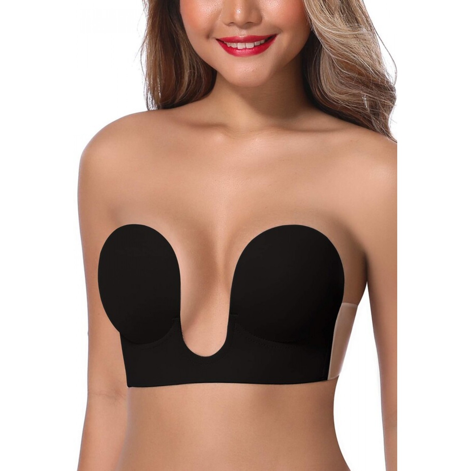 Sutien cu efect push up - fara bretele - cu decolteu in forma de U Lenjerie Modelatoare