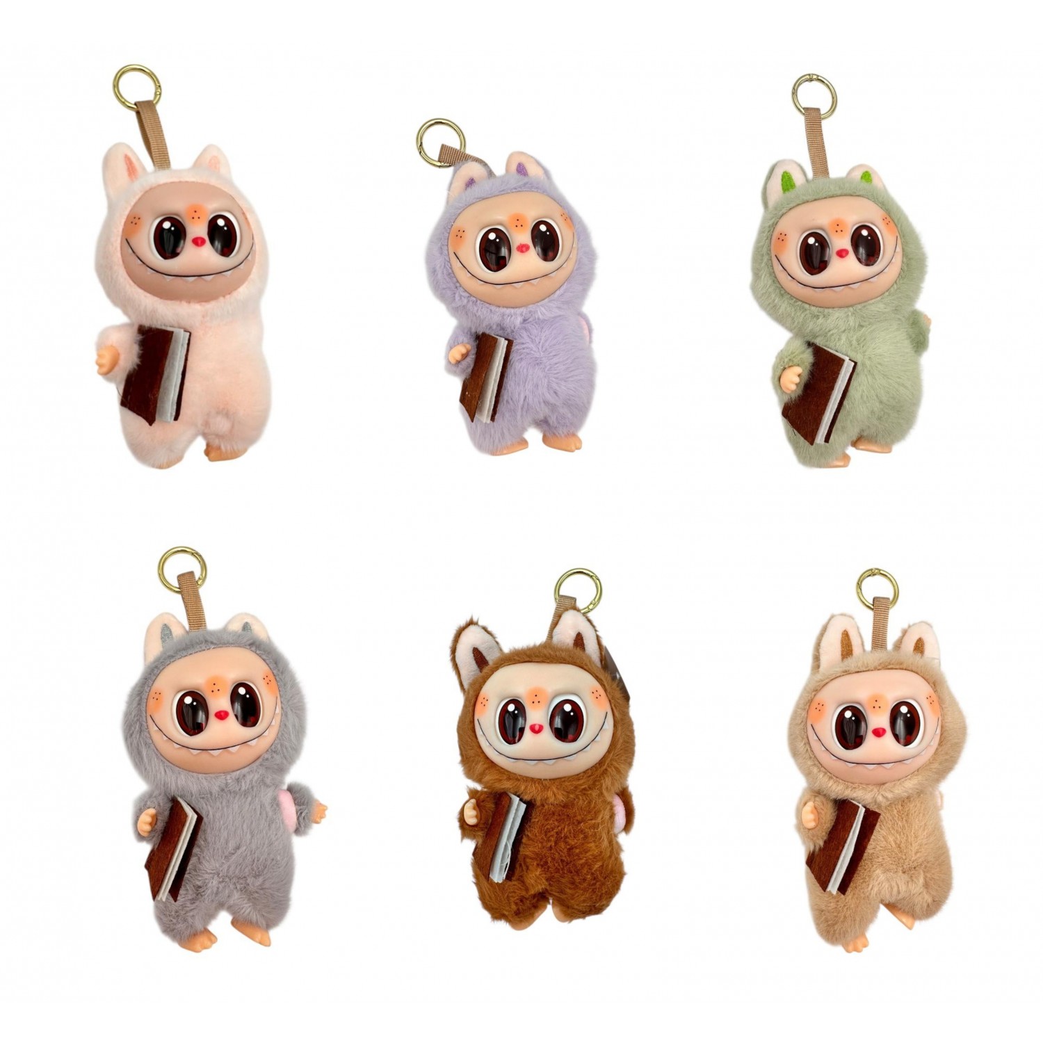 Breloc Jucarie Labubu 15cm model scolar, cu carte si ghiozdan - diverse culori Jocuri si jucarii pentru copii