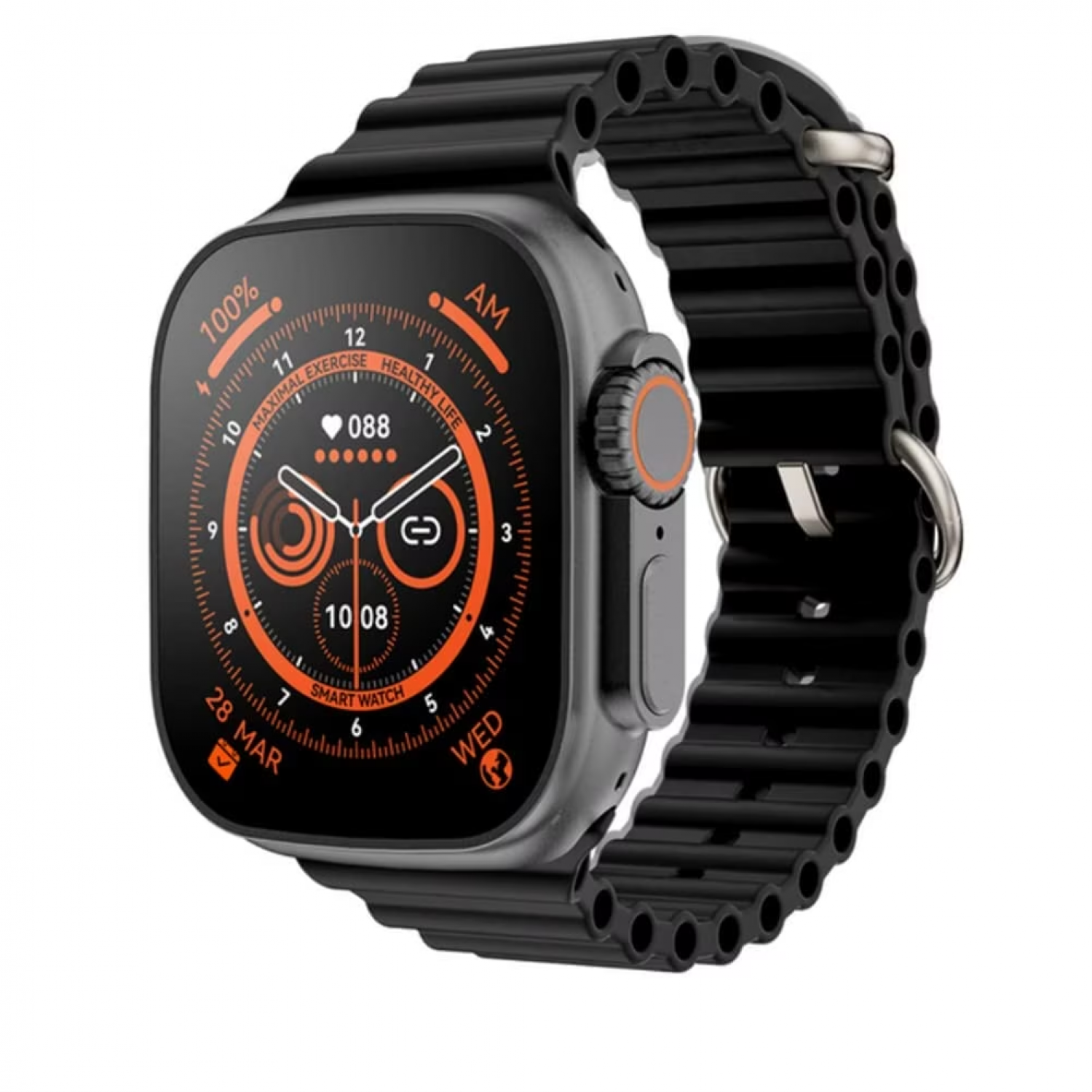 Smart watch cu incarcare wireless (negru) Frumusete si sanatate