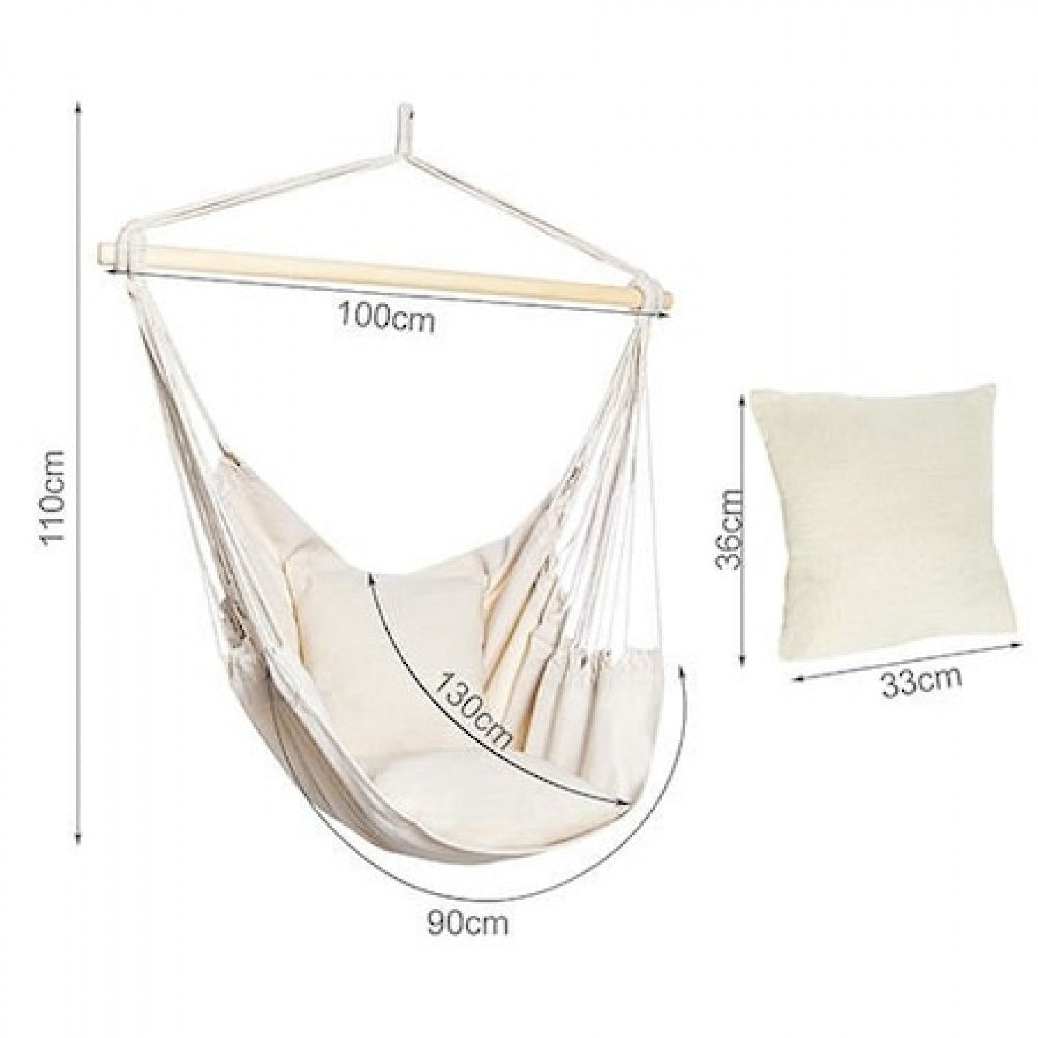 Hamac tip leagan suspendat pentru casa sau gradina, alb cu perne, 130x100cm, 150kg Pentru Casa