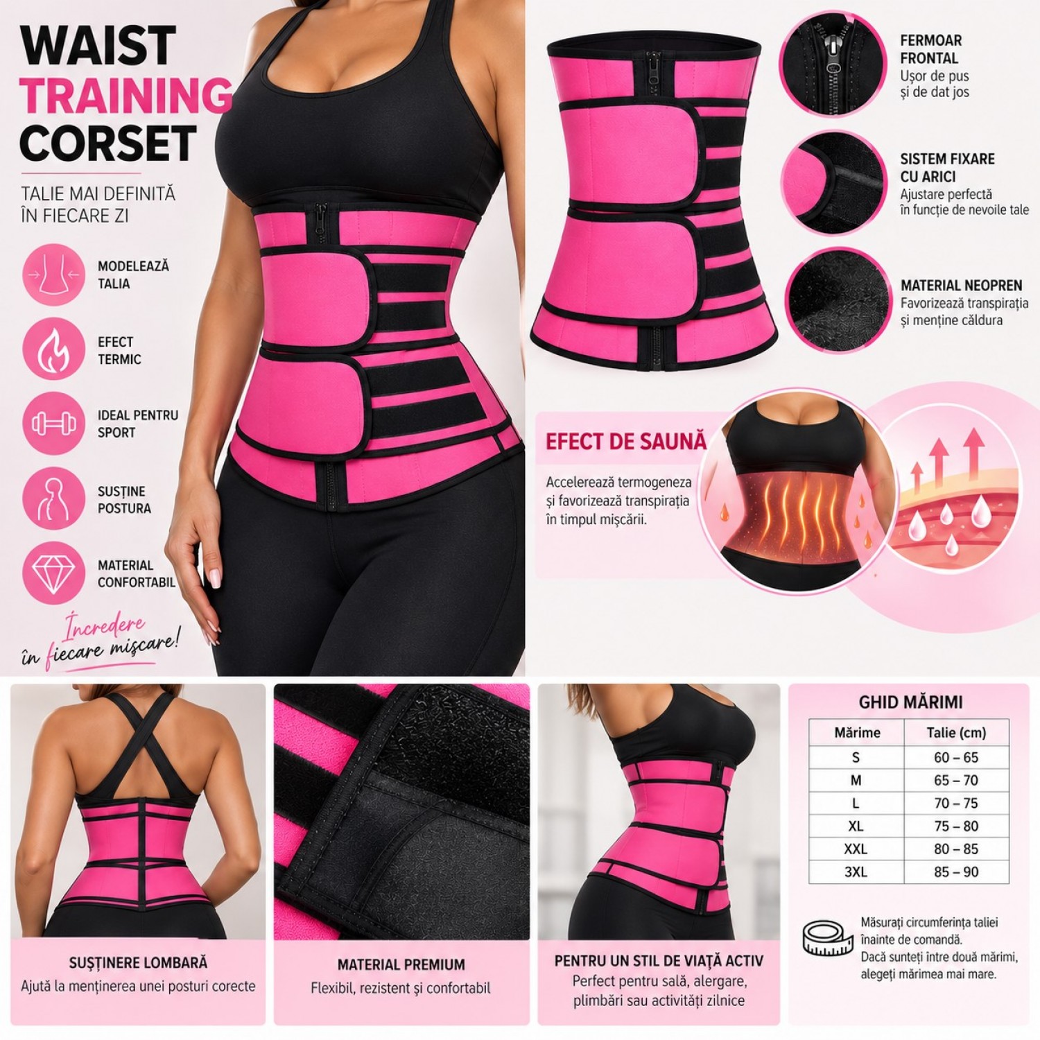 Set 2 X Corset modelator pentru talie – Waist Trainer cu efect termic Fitness