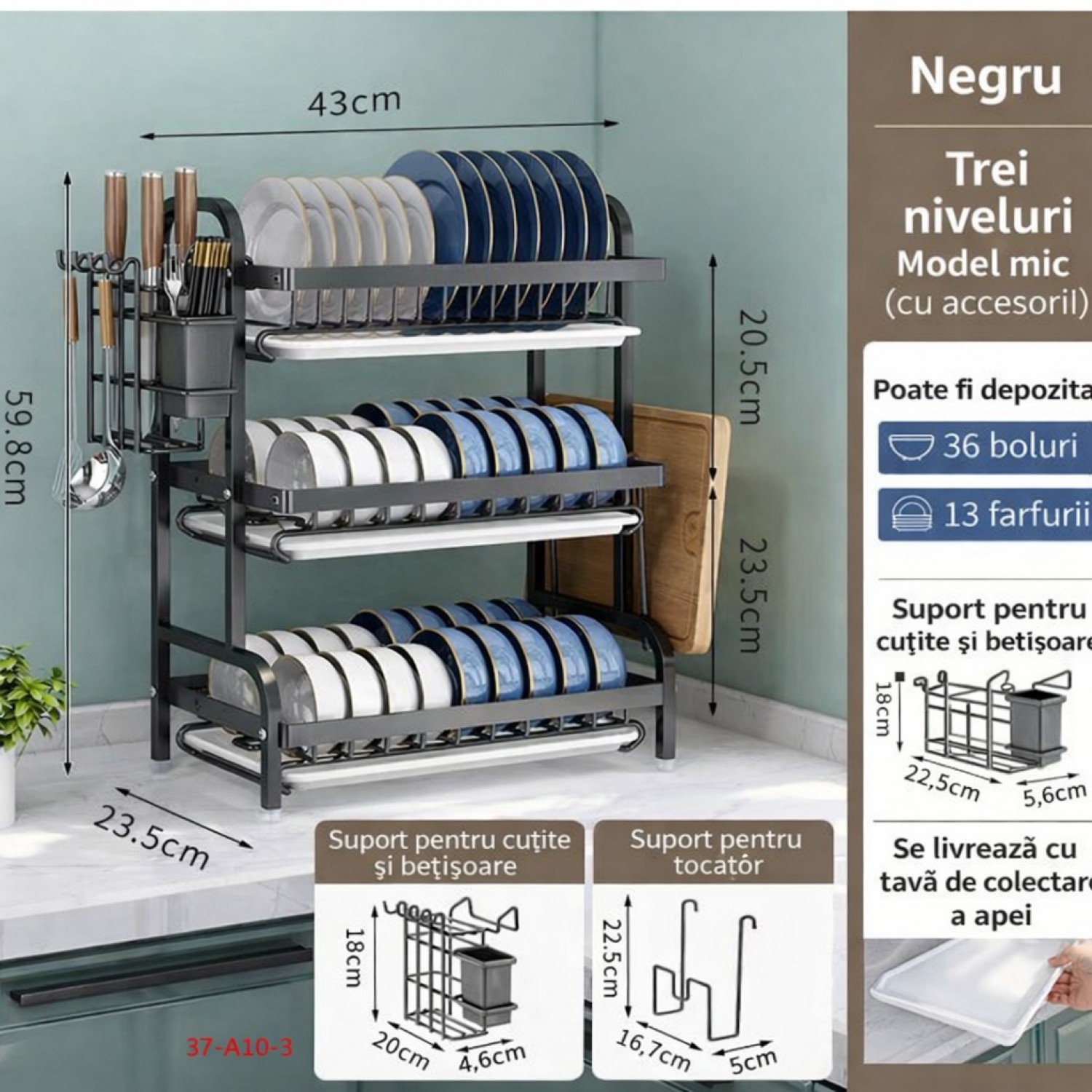 SUPORT VASE KITCHEN RACK DOUBLE DECK DESIGN 3 RANDURI Pentru Casa